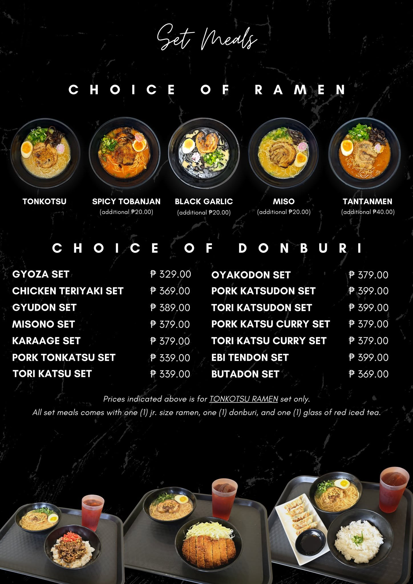 Set meals menu
