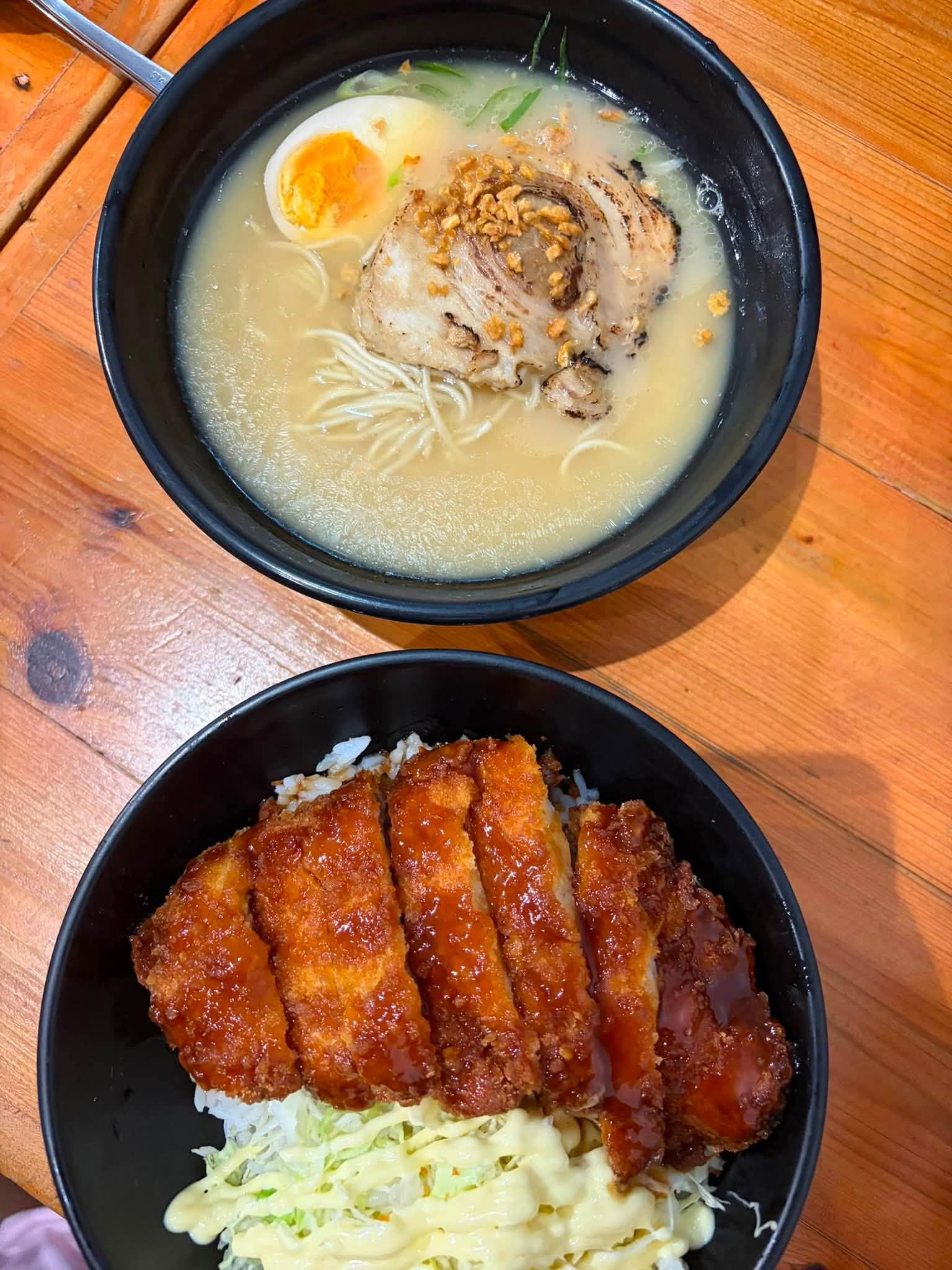Ramen and pork katsu rice order